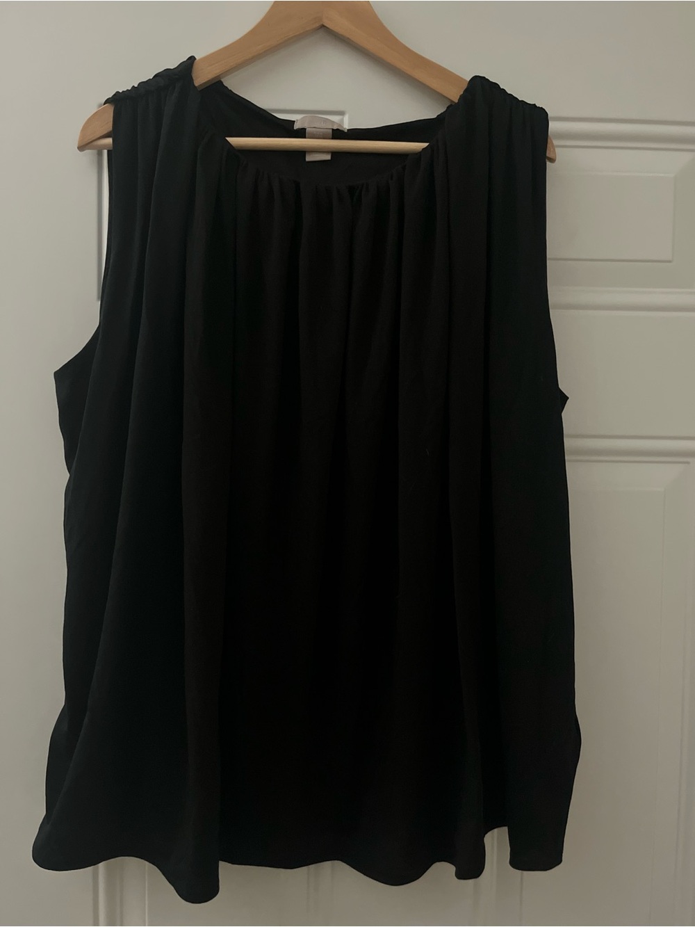 H&M Black Sleeveless Ruched-Neck Draped Tunic
